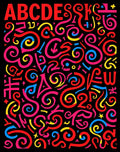Playful Alphabet Swirls Colorful Rug