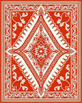 Vibrant Red Scrollwork Medallion Rug