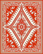 Vibrant Red Scrollwork Medallion Rug