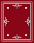 Crimson White Ornate Corner Floral Rug