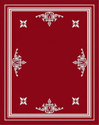 Crimson White Ornate Corner Floral Rug