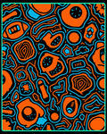 Vibrant Orange Blue Organic Flow Rug