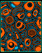 Vibrant Orange Blue Organic Flow Rug