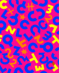 Bold Blue Yellow Orange Alphabet Explosion Rug