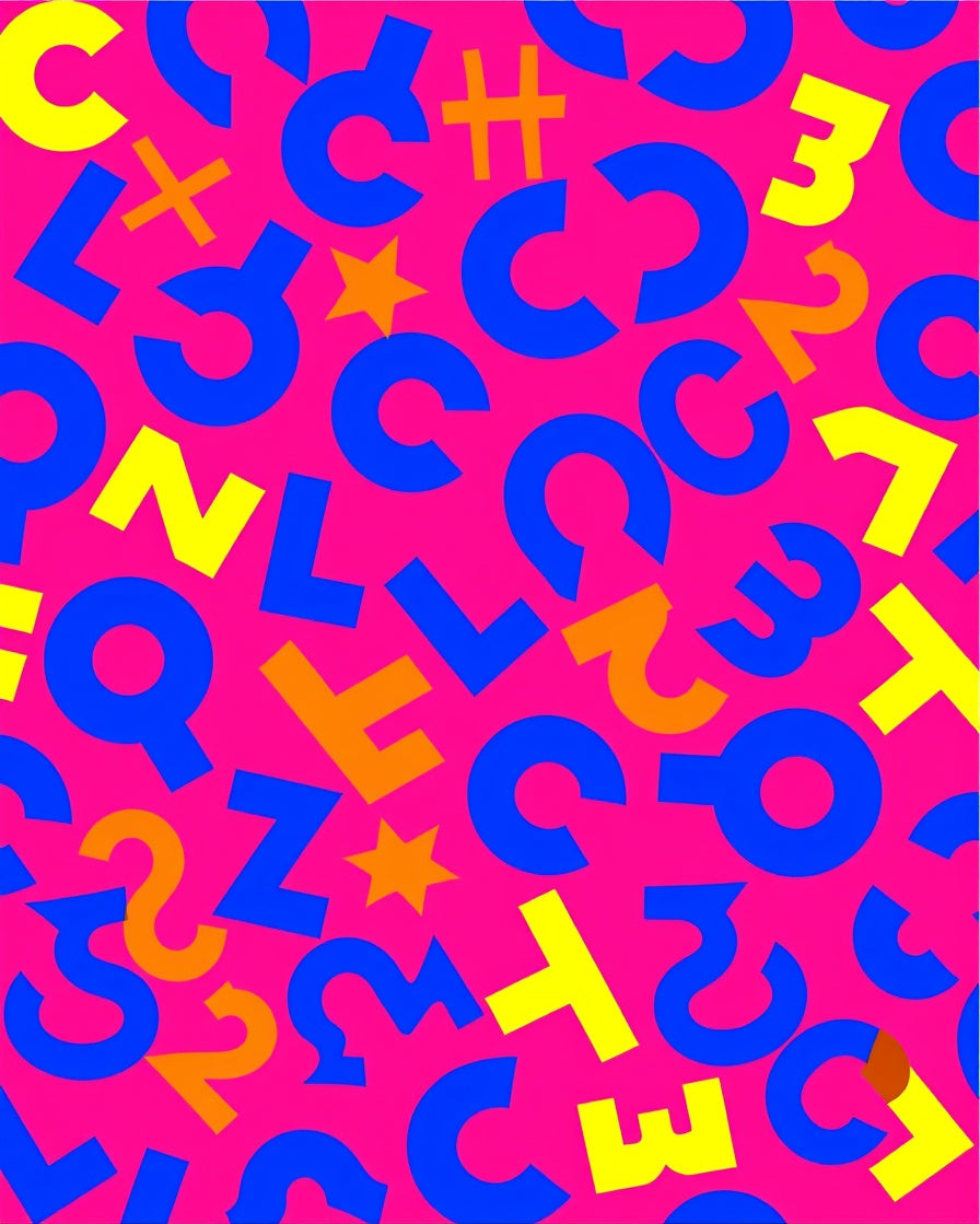 Bold Blue Yellow Orange Alphabet Explosion Rug
