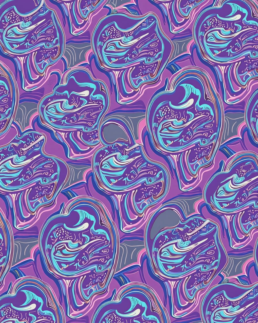 Dripping Purple Blue Abstract Organic Swirls Rug