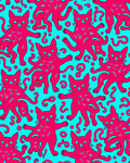 Radical Pink Feline Aqua Swirls Rug