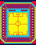 Bold Red Yellow Geometric Soccer Field Rug