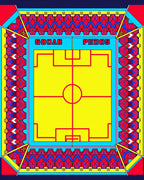Bold Red Yellow Geometric Soccer Field Rug