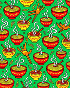 Red Yellow Noodle Graphic Illustration Rug