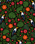 Tropical Toucan and Floral Garden Rug