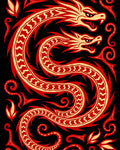 Bold Black Red Dragon Coil Rug