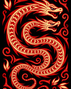 Bold Black Red Dragon Coil Rug