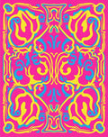 Vibrant Pink Yellow Blue Swirl Medallion Rug