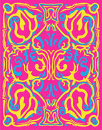 Vibrant Pink Yellow Blue Swirl Medallion Rug