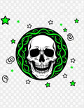 Neon Green Skull Celestial Star Rug