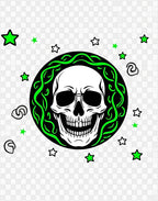 Neon Green Skull Celestial Star Rug