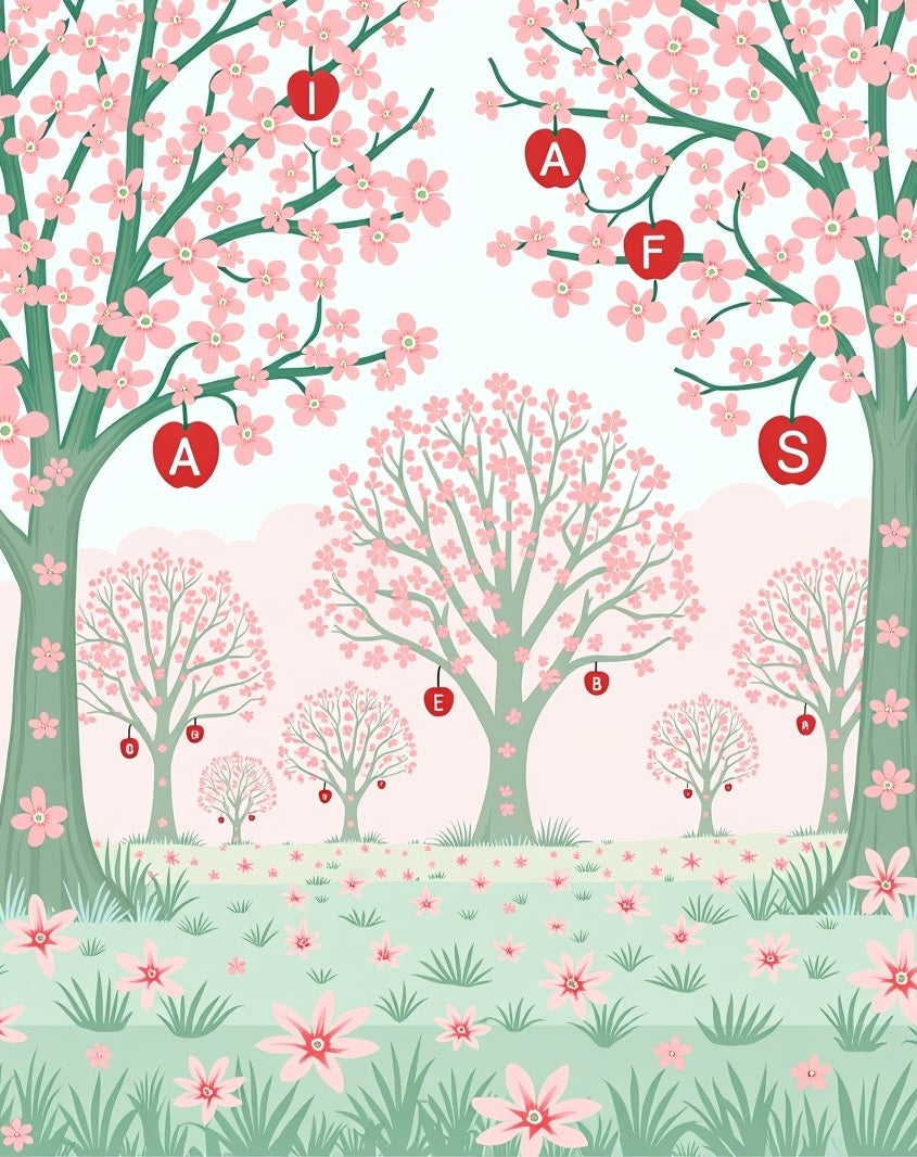 Orchard Trees Pink Blossom Ground Cover Rug