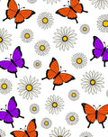 Whimsical Orange Purple Butterfly Daisy Rug