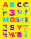Modern Abstract Alphabet Blocks Rug
