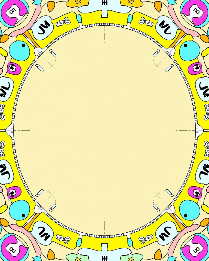 Playful Yellow Multi-shape Mandala Rug