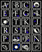 Cosmic Alphabet Blue Star Celestial Rug