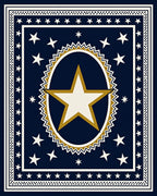 Navy White Gold Star Medallion Rug