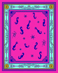 Bright Pink Seahorse Nautical Border Rug
