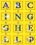 Blue Alphabet Birds Yellow Rug