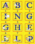 Blue Alphabet Birds Yellow Rug