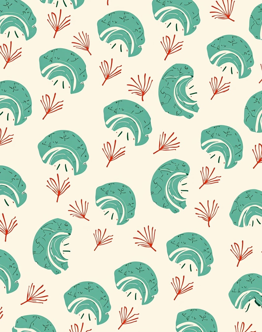 Terra Cotta Teal Abstract Elements Rug