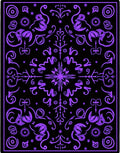 Vibrant Purple Black Symmetrical Floral Rug