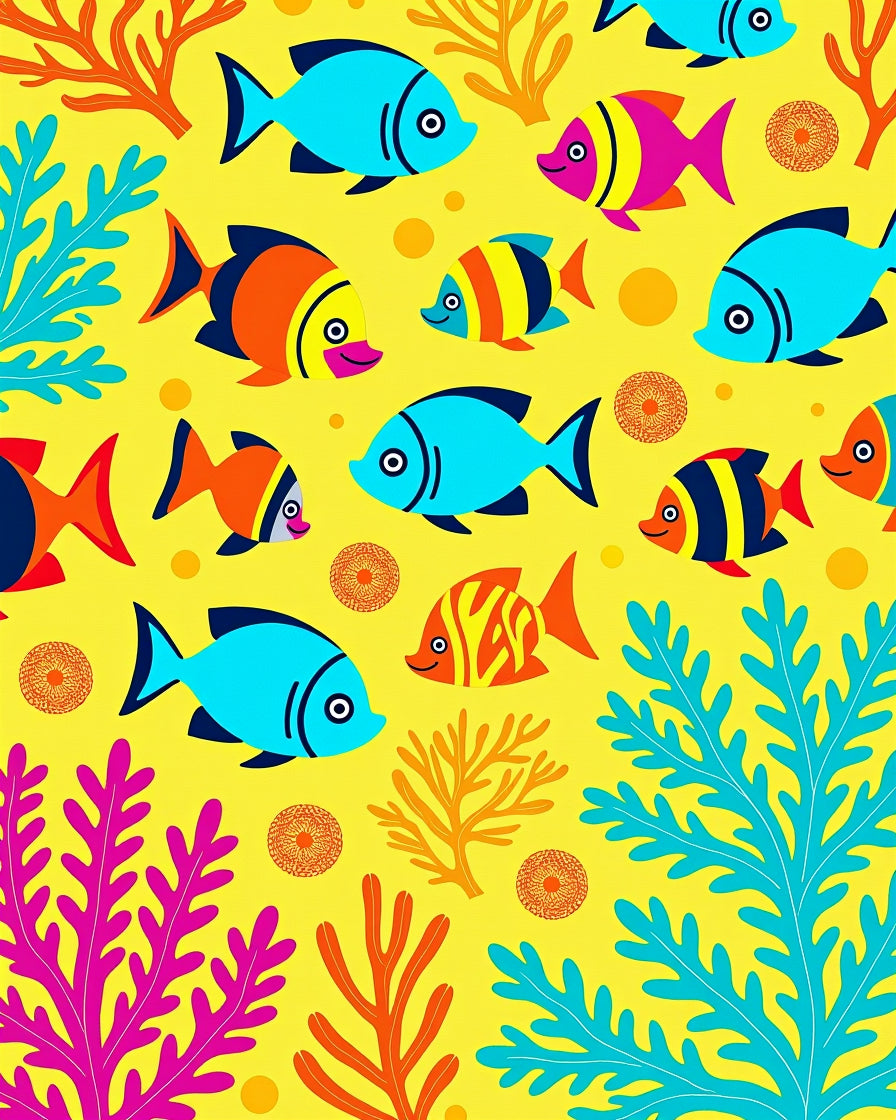 Bright Yellow Tropical Fish Coral Rug