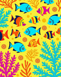 Bright Yellow Tropical Fish Coral Rug