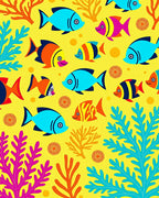 Bright Yellow Tropical Fish Coral Rug