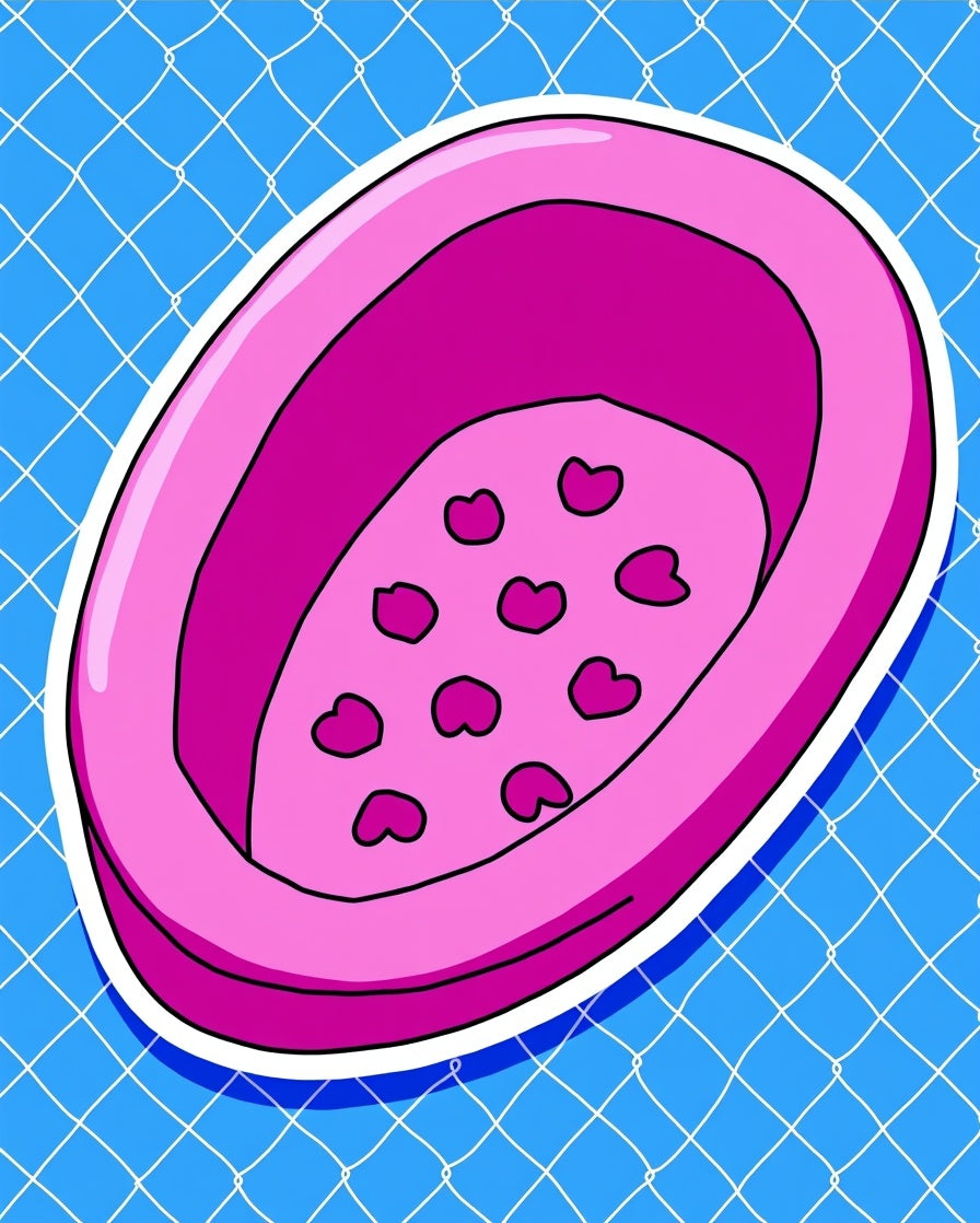 Pink Oval with Hearts Net Rug