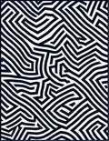 Modern Black White Maze Lines Rug
