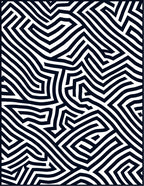 Modern Black White Maze Lines Rug