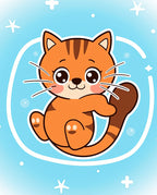 Cute Orange Tabby Cat Round Rug