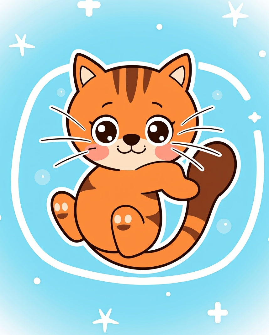Cute Orange Tabby Cat Round Rug