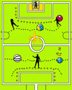 Vivid Green Football Action Players Rug