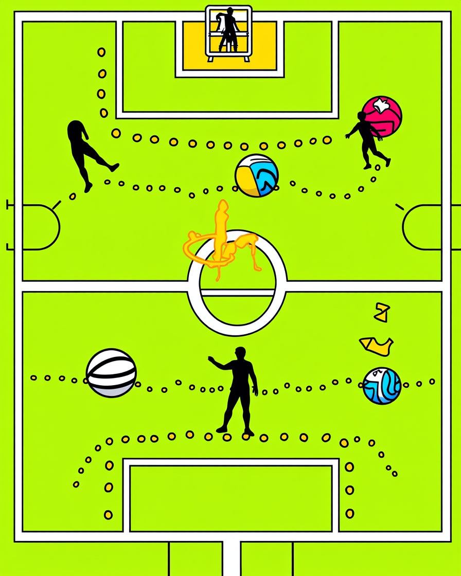 Vivid Green Football Action Players Rug