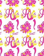 Whimsical Pink Yellow Floral Swirls Rug