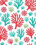 Coral Reef Red Green Teal Snowflake Rug