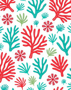 Coral Reef Red Green Teal Snowflake Rug