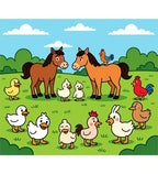 Farm Animals With Happy Chickens And Ducks Rug