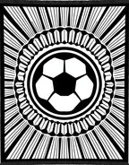 Monochromatic Soccer Ball Sunburst Rug