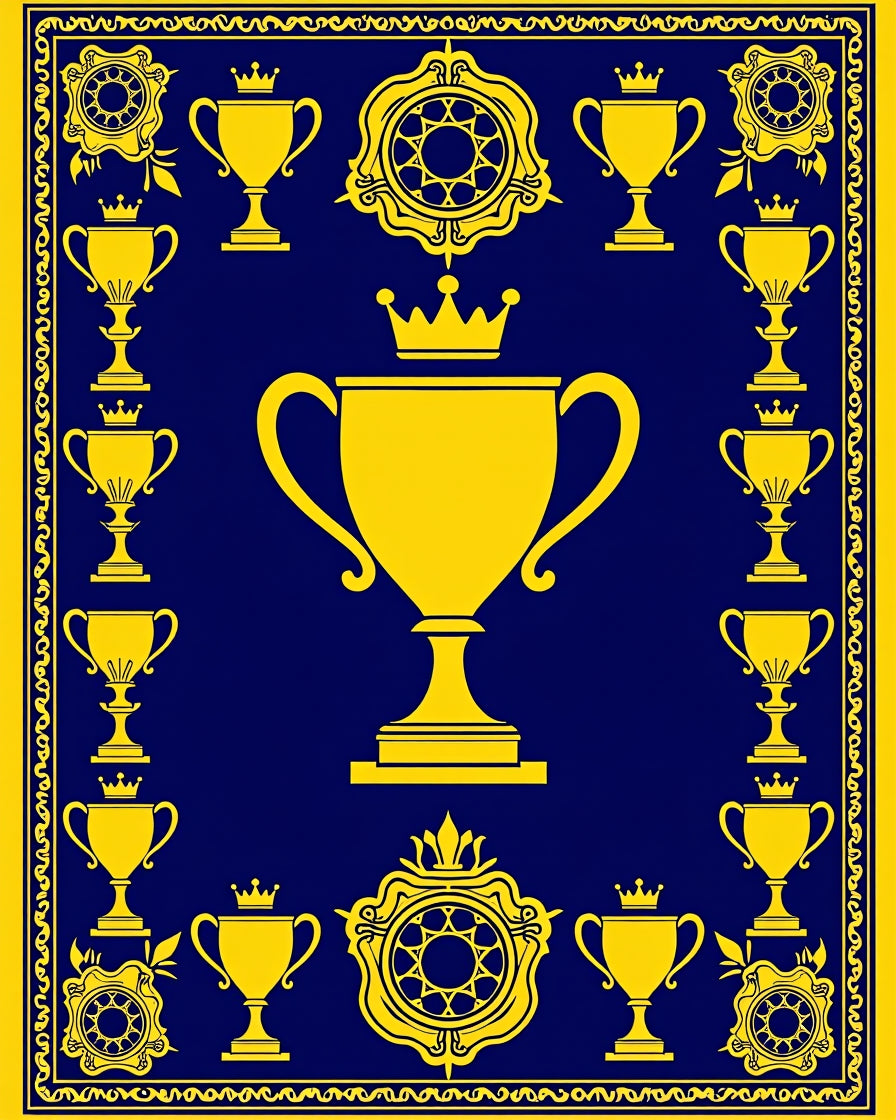 Royal Yellow Trophies Blue Regal Rug