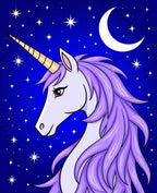 Mystical Purple Unicorn Starry Night Rug