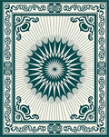 Deep Teal Starburst Sunburst Medallion Rug